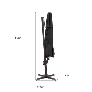 Homeroots 11.5' Black Polyester Round Tilt Cantilever Patio Umbrella With Stand  Aluminum 485650