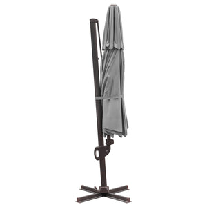 Homeroots 11.5' Dark Gray Polyester Round Tilt Cantilever Patio Umbrella With Stand  Aluminum 485651