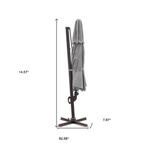 Homeroots 11.5' Dark Gray Polyester Round Tilt Cantilever Patio Umbrella With Stand  Aluminum 485651