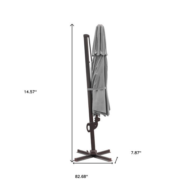 Homeroots 11.5' Dark Gray Polyester Round Tilt Cantilever Patio Umbrella With Stand  Aluminum 485651