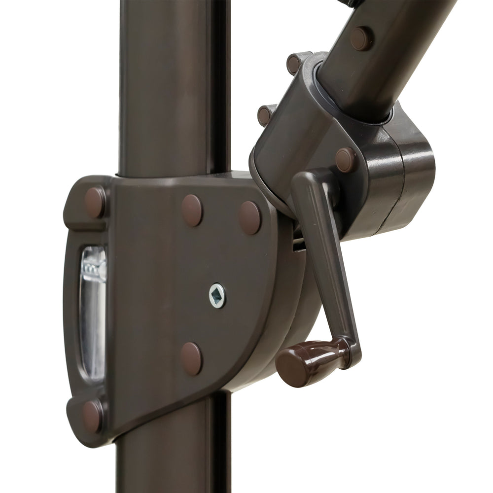 Homeroots 11.5' Tan Polyester Round Tilt Cantilever Patio Umbrella With Stand  Aluminum 485653