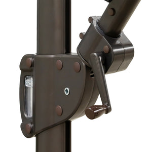 Homeroots 11.5' Tan Polyester Round Tilt Cantilever Patio Umbrella With Stand  Aluminum 485653