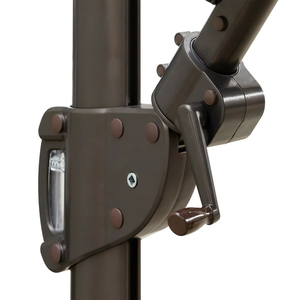 Homeroots 11.5' Tan Polyester Round Tilt Cantilever Patio Umbrella With Stand  Aluminum 485653