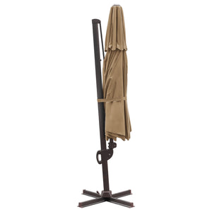 Homeroots 11.5' Tan Polyester Round Tilt Cantilever Patio Umbrella With Stand  Aluminum 485653