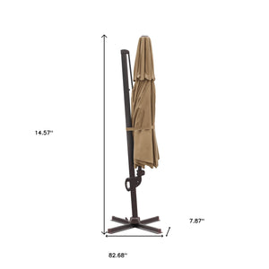 Homeroots 11.5' Tan Polyester Round Tilt Cantilever Patio Umbrella With Stand  Aluminum 485653