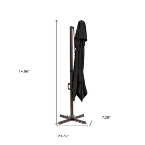 Homeroots 10' Black Polyester Square Tilt Cantilever Patio Umbrella With Stand  Aluminum 485654