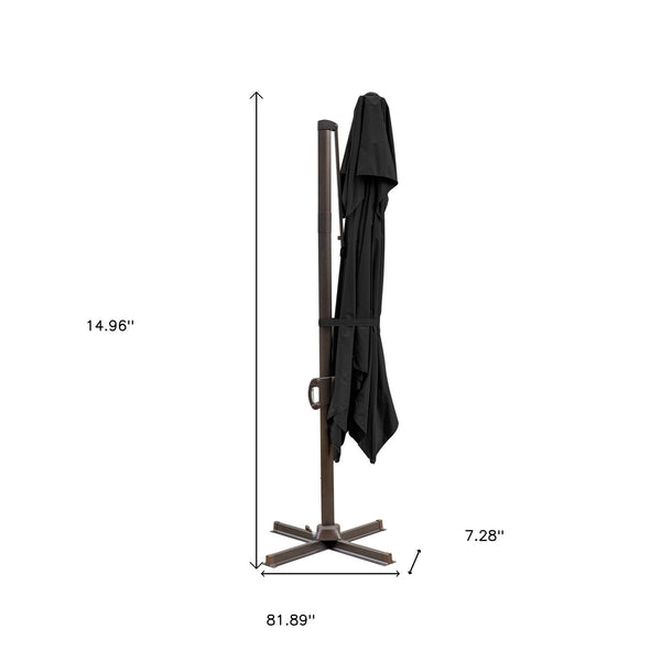 Homeroots 10' Black Polyester Square Tilt Cantilever Patio Umbrella With Stand  Aluminum 485654