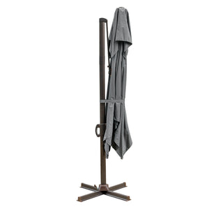 Homeroots 10' Dark Gray Polyester Square Tilt Cantilever Patio Umbrella With Stand  Aluminum 485655