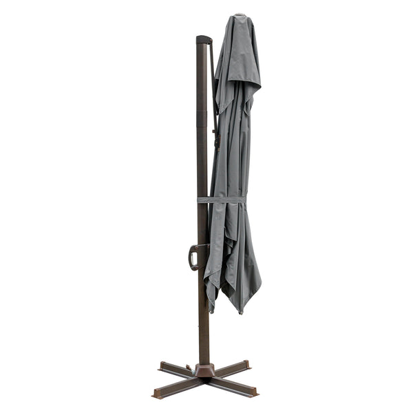 Homeroots 10' Dark Gray Polyester Square Tilt Cantilever Patio Umbrella With Stand  Aluminum 485655