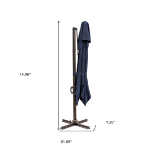Homeroots 10' Navy Blue Polyester Square Tilt Cantilever Patio Umbrella With Stand  Aluminum 485656
