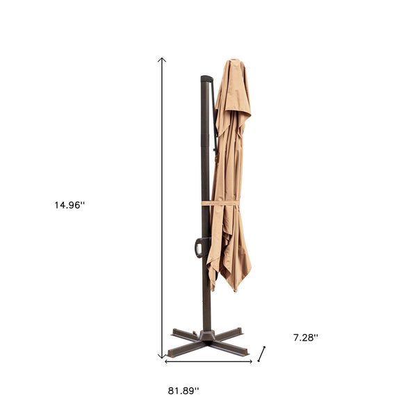 Homeroots 10' Tan Polyester Square Tilt Cantilever Patio Umbrella With Stand  Aluminum 485657