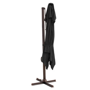 Homeroots 10' Black Polyester Square Tilt Cantilever Patio Umbrella With Stand  Aluminum 485658
