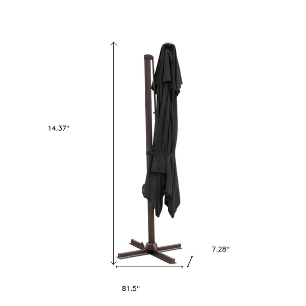 Homeroots 10' Black Polyester Square Tilt Cantilever Patio Umbrella With Stand  Aluminum 485658