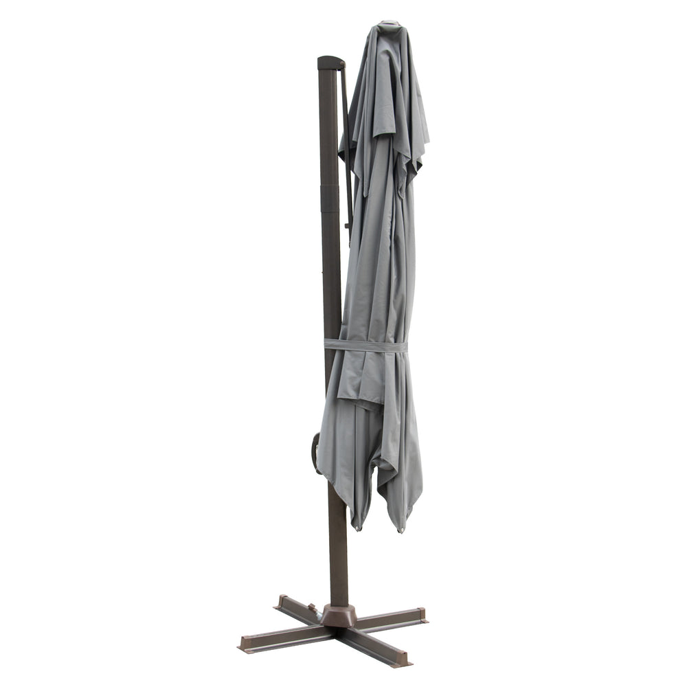 Homeroots 10' Dark Gray Polyester Square Tilt Cantilever Patio Umbrella With Stand  Aluminum 485659