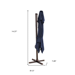 Homeroots 10' Navy Blue Polyester Square Tilt Cantilever Patio Umbrella With Stand  Aluminum 485660