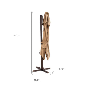 Homeroots 10' Tan Polyester Square Tilt Cantilever Patio Umbrella With Stand  Aluminum 485661