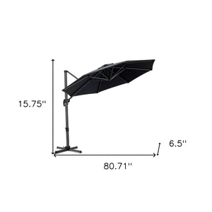 Homeroots 10' Black Polyester Round Tilt Cantilever Patio Umbrella With Stand  Aluminum 485662