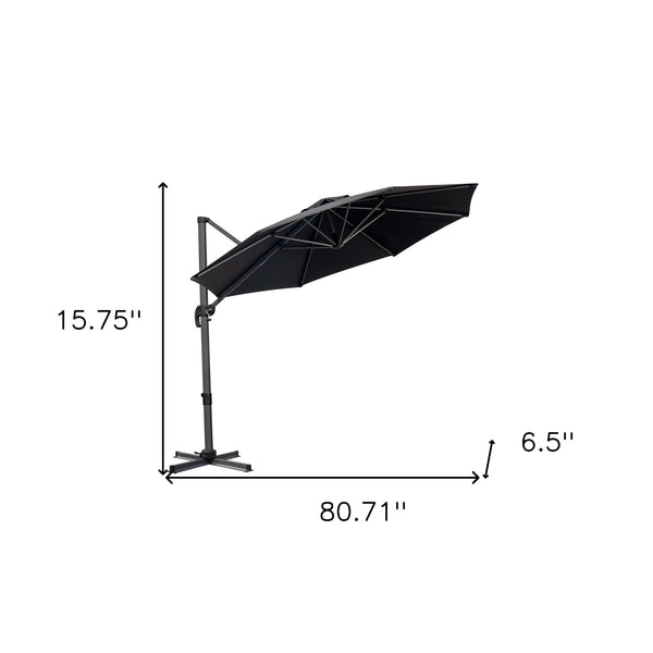 Homeroots 10' Black Polyester Round Tilt Cantilever Patio Umbrella With Stand  Aluminum 485662