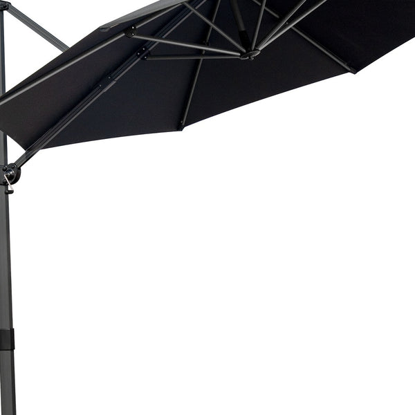 Homeroots 10' Black Polyester Round Tilt Cantilever Patio Umbrella With Stand  Aluminum 485662