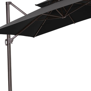 Homeroots 11' Black Polyester Square Tilt Cantilever Patio Umbrella With Stand  Aluminum 485664