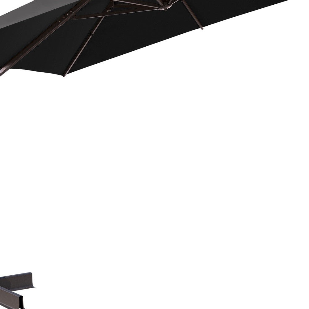 Homeroots 11' Black Polyester Square Tilt Cantilever Patio Umbrella With Stand  Aluminum 485664