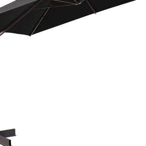 Homeroots 11' Black Polyester Square Tilt Cantilever Patio Umbrella With Stand  Aluminum 485664