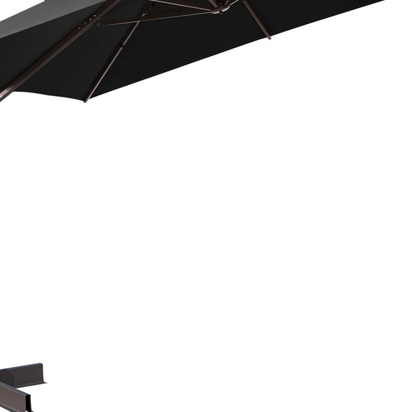 Homeroots 11' Black Polyester Square Tilt Cantilever Patio Umbrella With Stand  Aluminum 485664