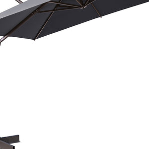Homeroots 11' Dark Gray Polyester Square Tilt Cantilever Patio Umbrella With Stand  Aluminum 485665