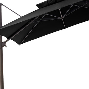 Homeroots 11' Black Polyester Round Tilt Cantilever Patio Umbrella With Stand  Aluminum 485668