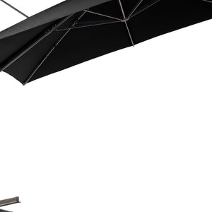 Homeroots 11' Black Polyester Round Tilt Cantilever Patio Umbrella With Stand  Aluminum 485668