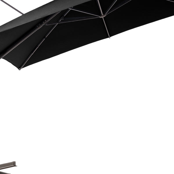 Homeroots 11' Black Polyester Round Tilt Cantilever Patio Umbrella With Stand  Aluminum 485668