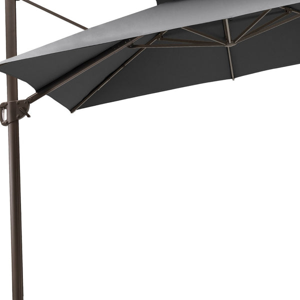 Homeroots 11' Dark Gray Polyester Round Tilt Cantilever Patio Umbrella With Stand  Aluminum 485669