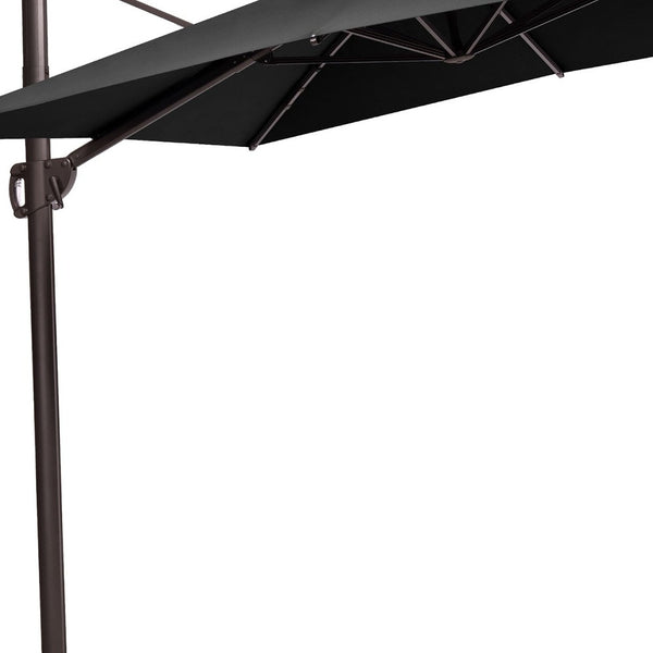 Homeroots 11' Black Polyester Round Tilt Cantilever Patio Umbrella With Stand  Aluminum 485672