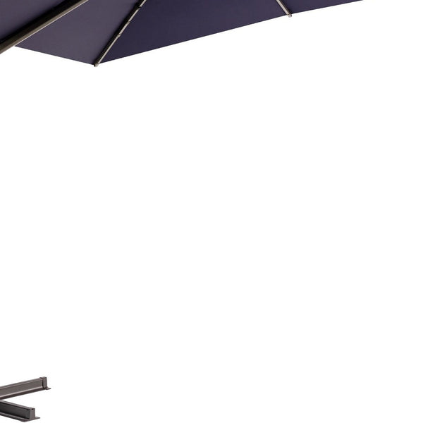 Homeroots 11' Navy Blue Polyester Round Tilt Cantilever Patio Umbrella With Stand  Aluminum 485674