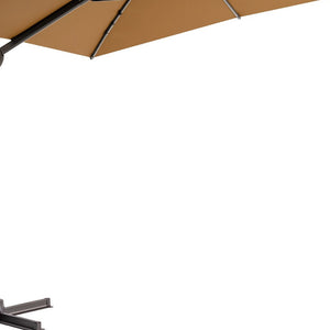 Homeroots 11' Tan Polyester Round Tilt Cantilever Patio Umbrella With Stand  Aluminum 485675