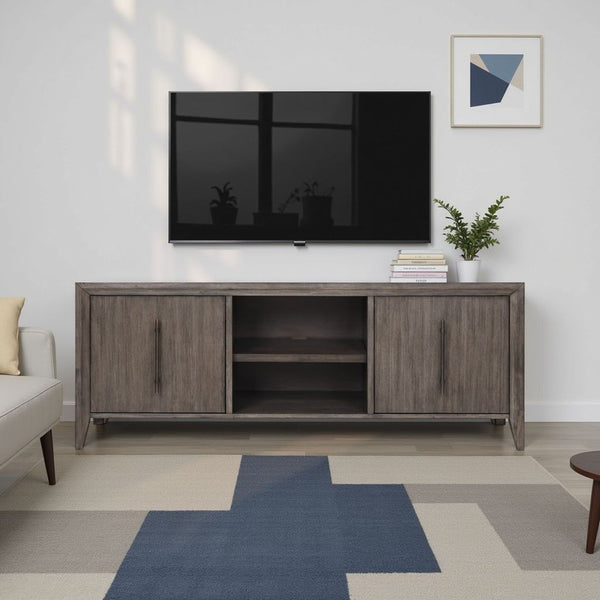 English Elm Avana Fully Assembled Acacia Media Console with Bronze Hardware for Living Rooms B108P468529