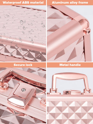 English Elm Portable Led Vanity Makeup Case Aluminum Travel Organizer with Mirror Lock Dividers W1550P163304