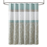 510 Design Shawnee Traditional Printed and Embroidered Shower Curtain 5DS70-0094 Seafoam