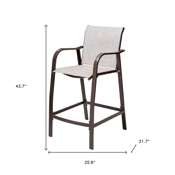 HomeRoots Set of Two 28" Brown & Beige Aluminum Outdoor Counter-Height Bar Chairs - Stylish & Durable Comfort 485761