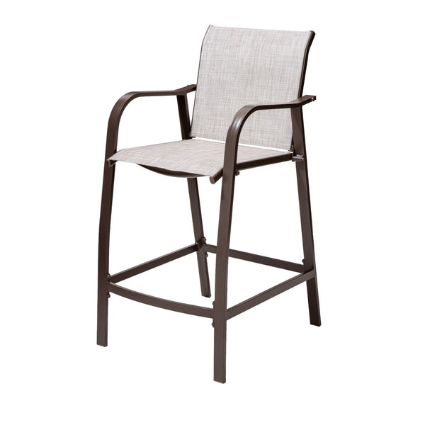 HomeRoots Set of Two 28" Brown & Beige Aluminum Outdoor Counter-Height Bar Chairs - Stylish & Durable Comfort 485761