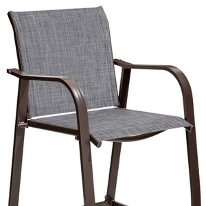 HomeRoots Set of Four Stylish 28" Black and Gray Aluminum Outdoor Bar Chairs with Footrest for Comfort & Style 485764