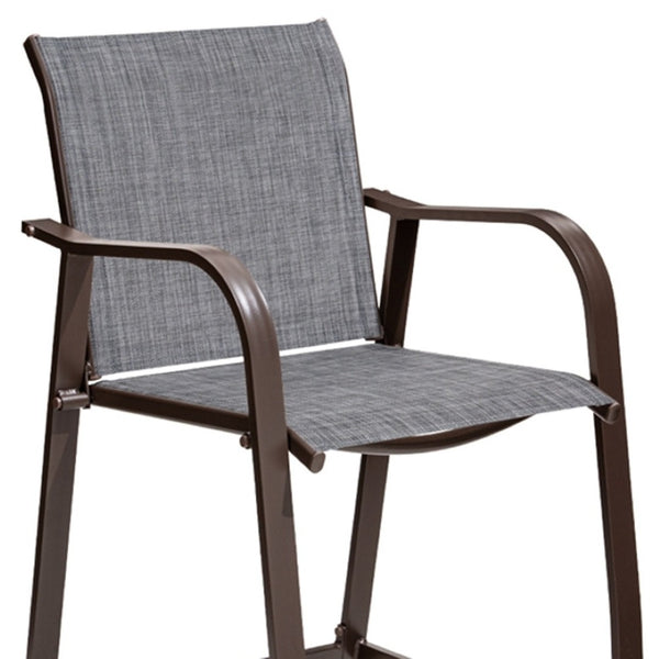 HomeRoots Set of Four Stylish 28" Black and Gray Aluminum Outdoor Bar Chairs with Footrest for Comfort & Style 485764