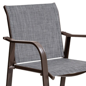HomeRoots Set of Four Stylish 28" Black and Gray Aluminum Outdoor Bar Chairs with Footrest for Comfort & Style 485764