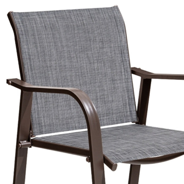 HomeRoots Set of Four Stylish 28" Black and Gray Aluminum Outdoor Bar Chairs with Footrest for Comfort & Style 485764