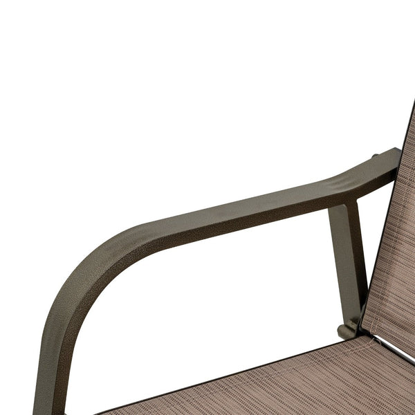 HomeRoots Set of Two 28" Brown Aluminum Outdoor Bar Chairs with Footrest for Stylish Patio Comfort 485766