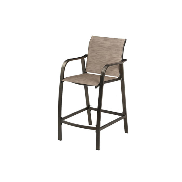 HomeRoots Set of Two 28" Brown Aluminum Outdoor Bar Chairs with Footrest for Stylish Patio Comfort 485766