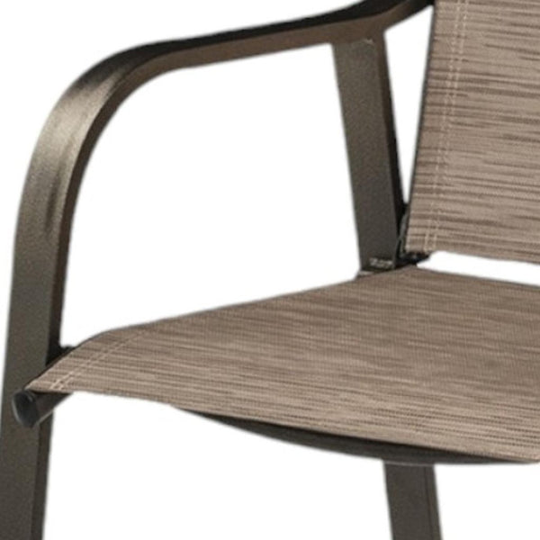 HomeRoots Set of Two 28" Brown Aluminum Outdoor Bar Chairs with Footrest for Stylish Patio Comfort 485766
