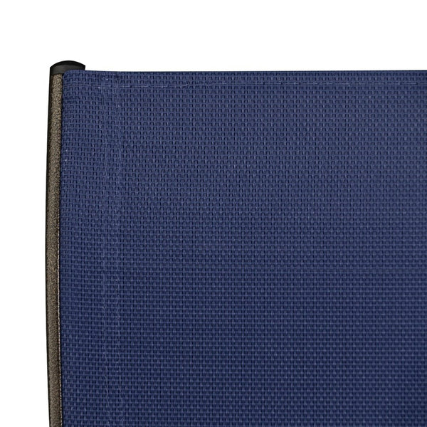HomeRoots Set of Two 28" Navy Blue and Brown Aluminum Outdoor Bar Chairs with Footrest for Stylish Comfort 485767