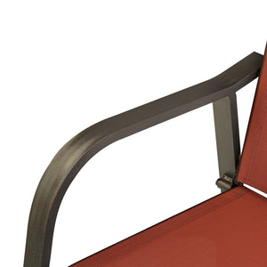 HomeRoots Set of Two Stylish 28" Brown and Orange Outdoor Bar Chairs with Footrest for Ultimate Comfort 485768