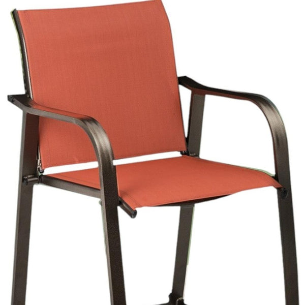 HomeRoots Set of Two Stylish 28" Brown and Orange Outdoor Bar Chairs with Footrest for Ultimate Comfort 485768